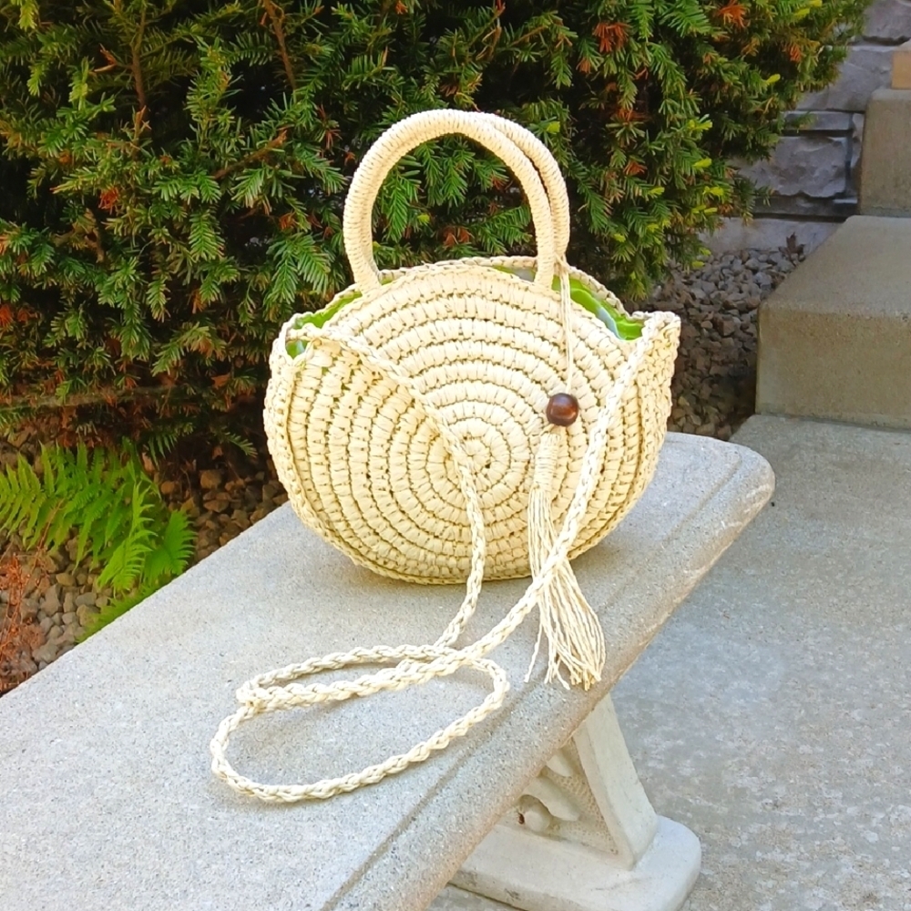 SOLID& STRIPED Elegant Cream Woven Handbag NWOT Vacation Beach